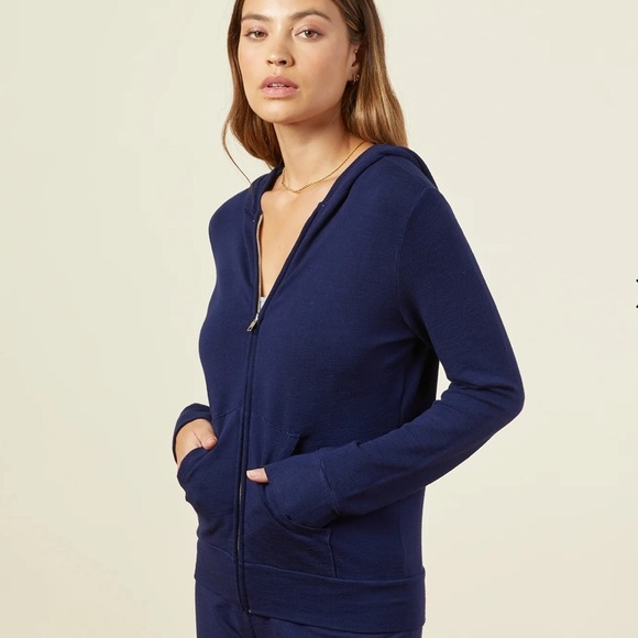 NWT Monroe Black Out Tie Dye Zip Up Hoodie S Navy Blue - Picture 2 of 12